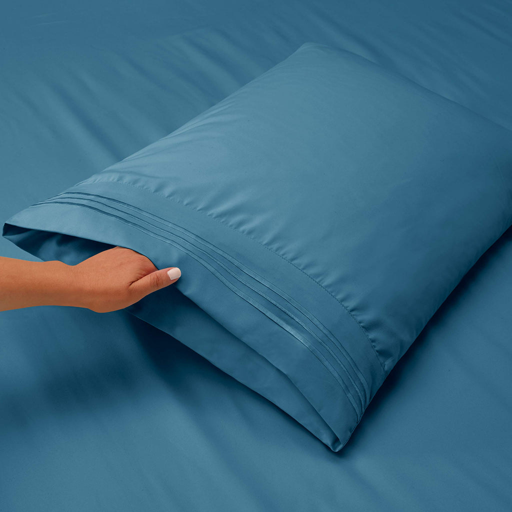 Clara Clark Twin Sheets, 5 Piece Set - Hotel Luxury Sheets For Twin Size Bed, Super Soft Bedding Sheets & Pillowcases, Twin Size Sheets, Blue Heaven
