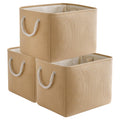 TheWarmHome Organization and Storage Basket for Organizing - 3 Pack 16x12x12 inch Cube Fabric Storage Cubes, Storage Bin for She