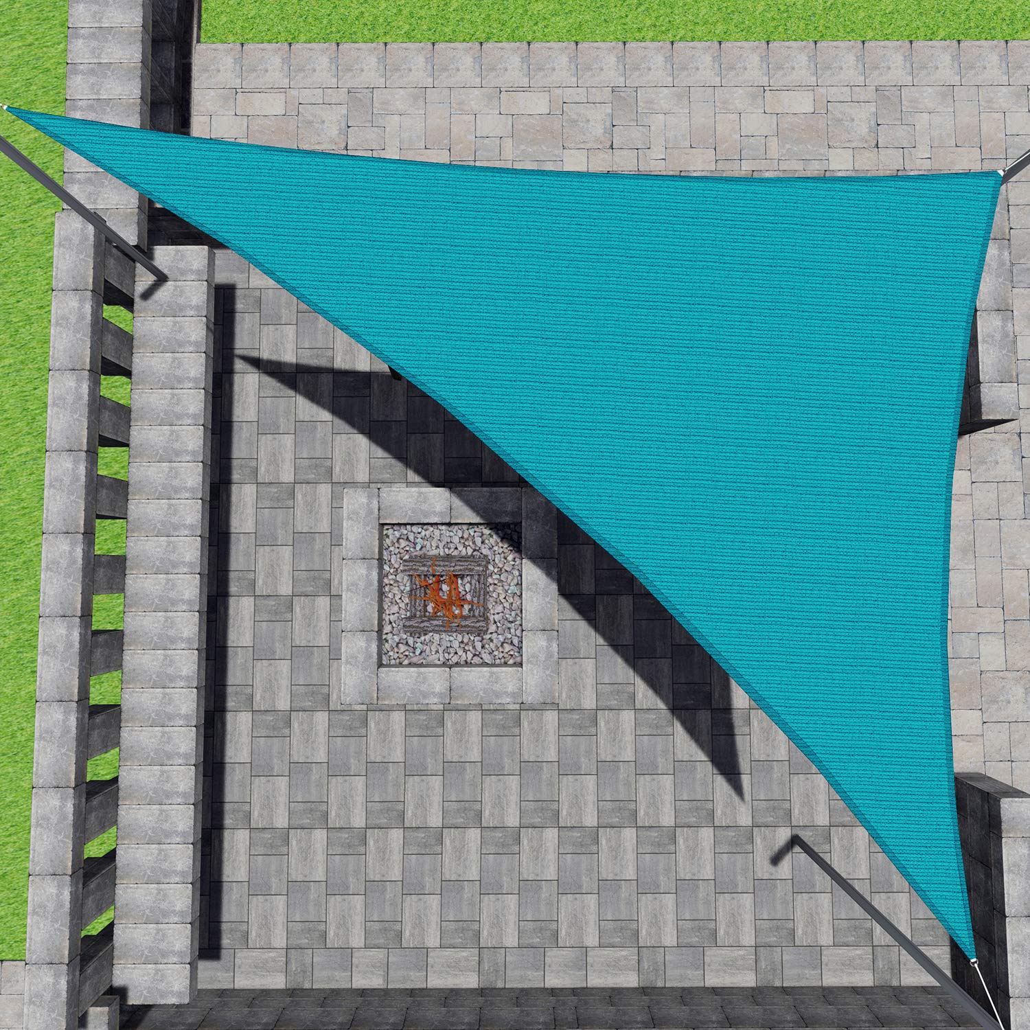 Patio Paradise 10' X 24' X 26' Turquoise Sun Shade Sail Right Triangle Shade Canopy Heavy Duty Pergolas Cover Cloth, Sunlight Bl