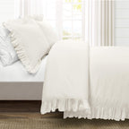 Lush Decor Reyna Ruffle 100% Cotton Duvet Cover Set - 3 Piece Cozy Ruffled Bedding Set - Timeless Elegance And Comfort - Califor