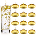 Nuanchu 12 Pieces 1. 65 Inch Floating Candles for Wedding Centerpiece, Small Unscented Floating Round Tealights Metallic Smooth 