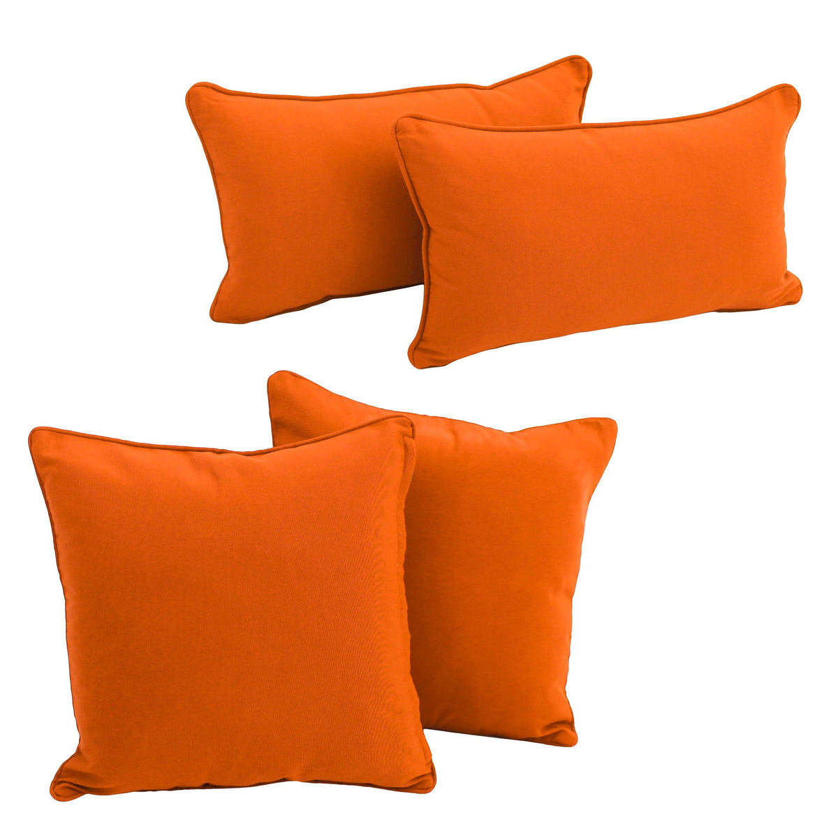 Blazing Needles Corded Twill Throw Pillow Set, Tangerine Dream 4 Count