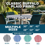 Sorfey Vinyl Umbrella Round Fitted Tablecloth Cover, Checkered Design, Flannel Backed Lining 60 Inch, Black