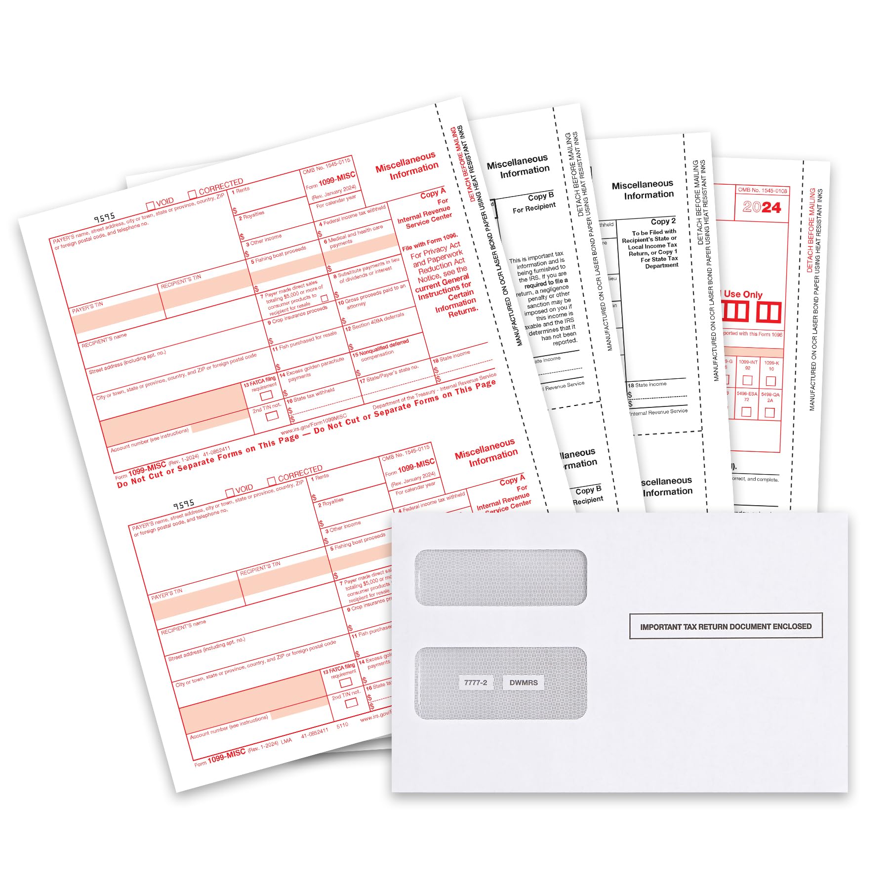1099 Misc Forms 2024, 4 Part Tax Forms Kit, 25 Vendor Kit Of Laser Forms, Compatible With Quickbooks And Accounting Software, 25