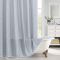 MitoVilla Boho Long Shower Curtain 72 x 78, Blue Farmhouse 78 inch Long Polyester Linen Fabric Shower Curtains with Tassel for C