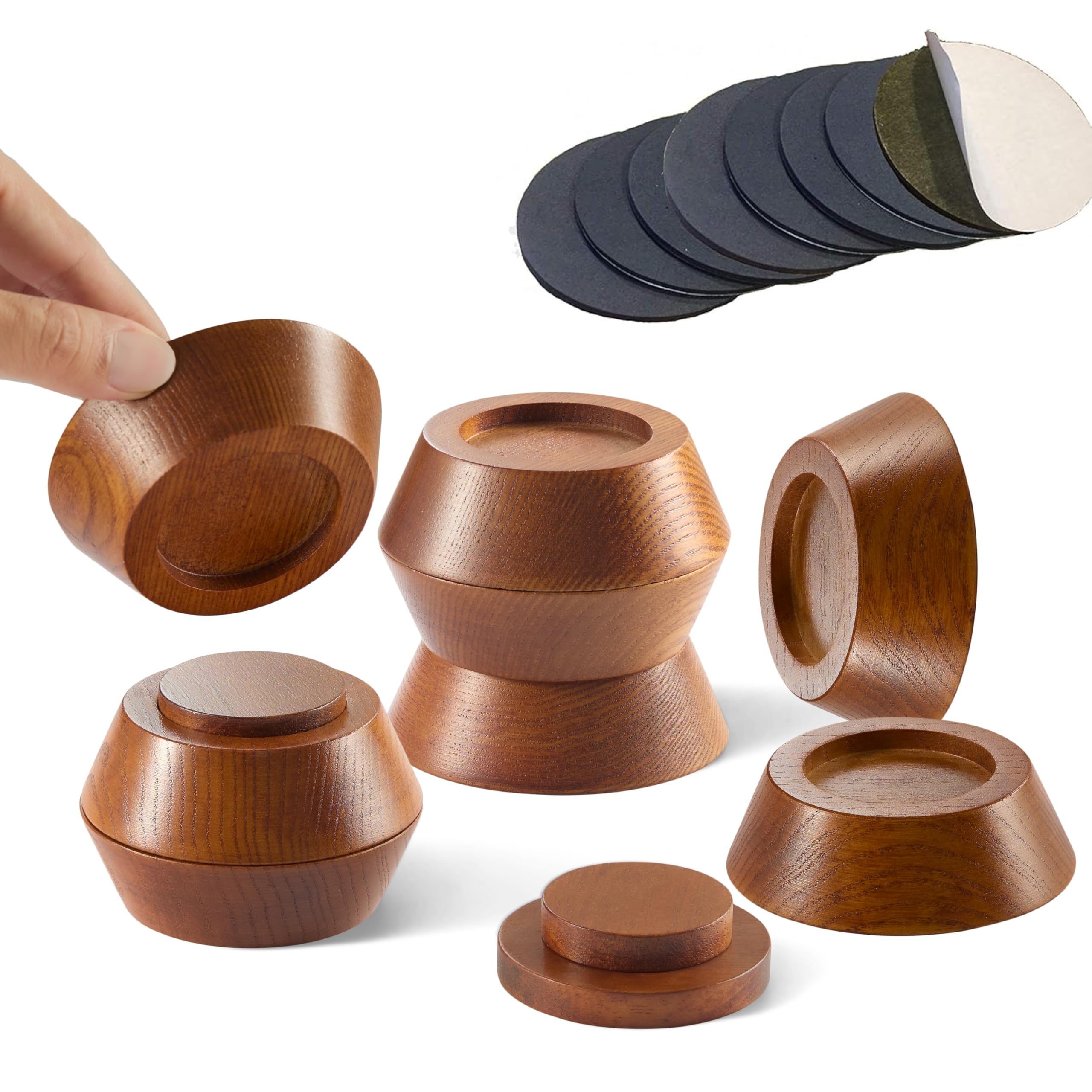 Bed Risers, Furniture Risers (Set Of 8-Height 1') Can Be Adjusted To 2' 3'Or 4', Lifts Furniture Risers, Solid Natural Wood