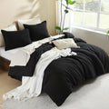 Litanika Black California King Comforter Set - 3 Pieces Cal King Lightweight Summer Soft Solid Bed Comforter, Oversized Fluffy Q