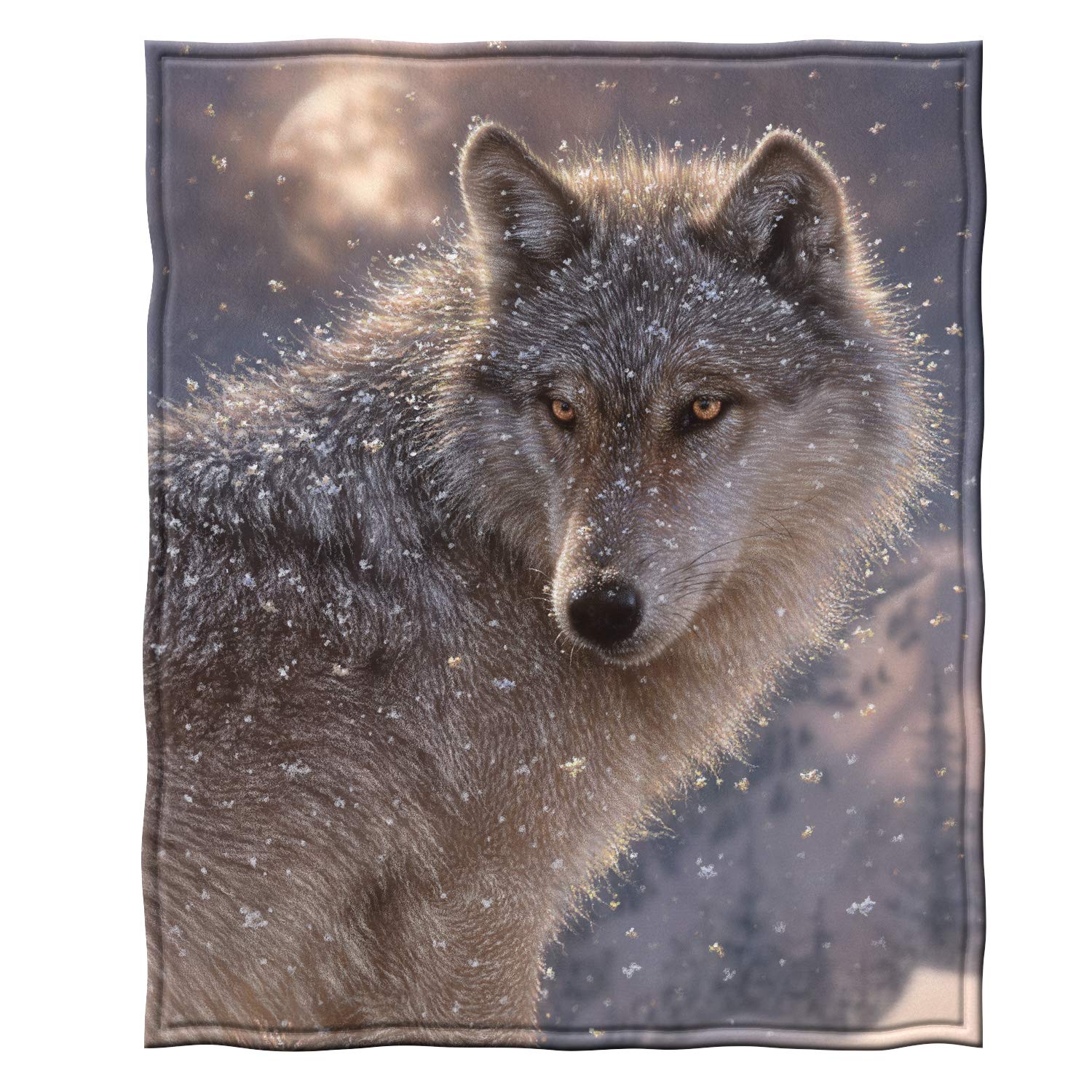 Dawhud Direct Lone Wolf Fleece Blanket For Bed, 75' X 90' Queen Size Wolf Fleece Throw Blanket For Women, Men And Kids - Super