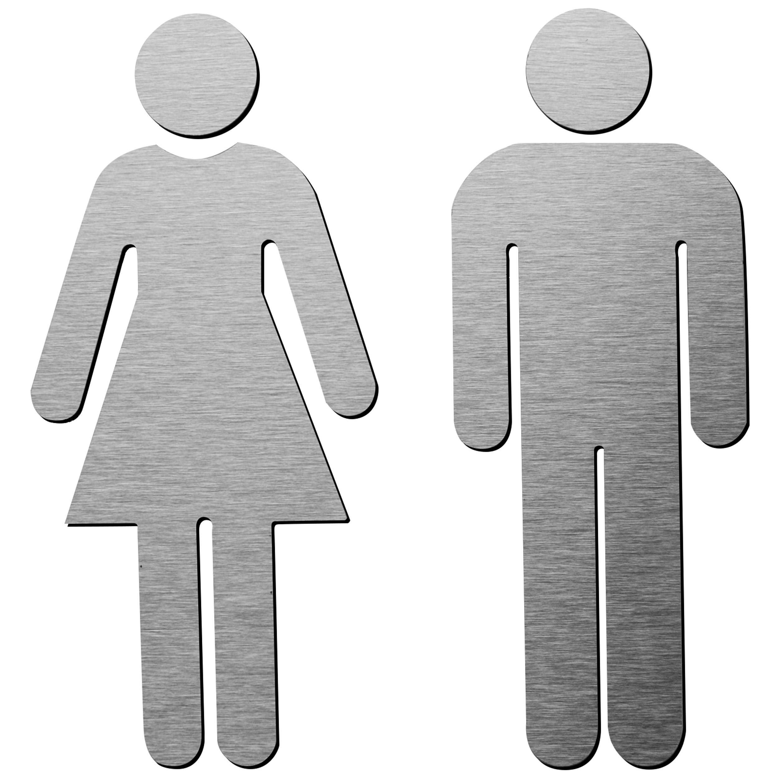 Brushed Aluminum Men'S And Women'S Bathroom Sign Figure Set - Men And Women Modern Restroom Sign - Bathroom Door Signs - Restroo
