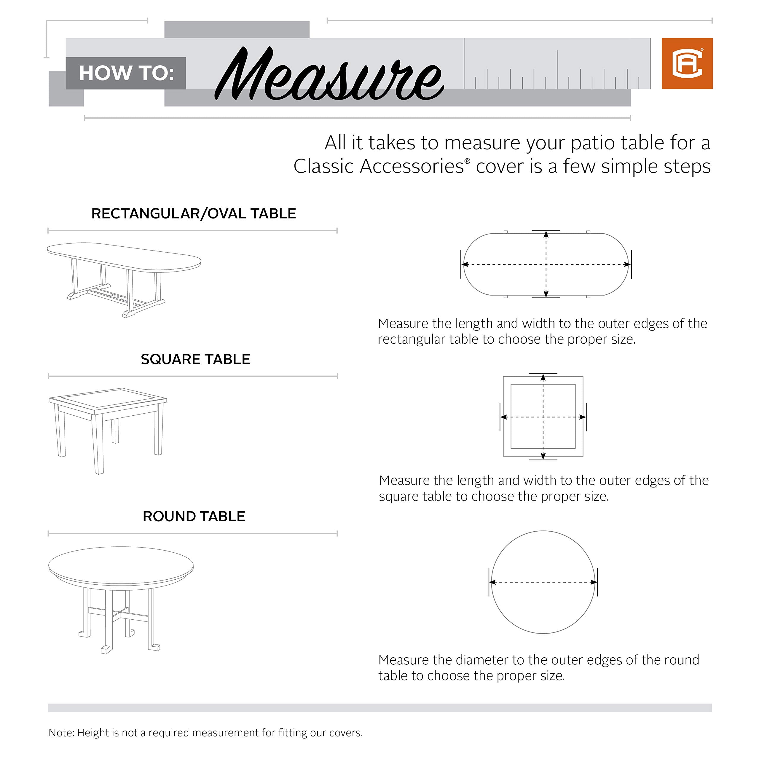 Classic Accessories Ravenna Water-Resistant 72 Inch Rectangular/Oval Patio Table Cover, Outdoor Table Cover