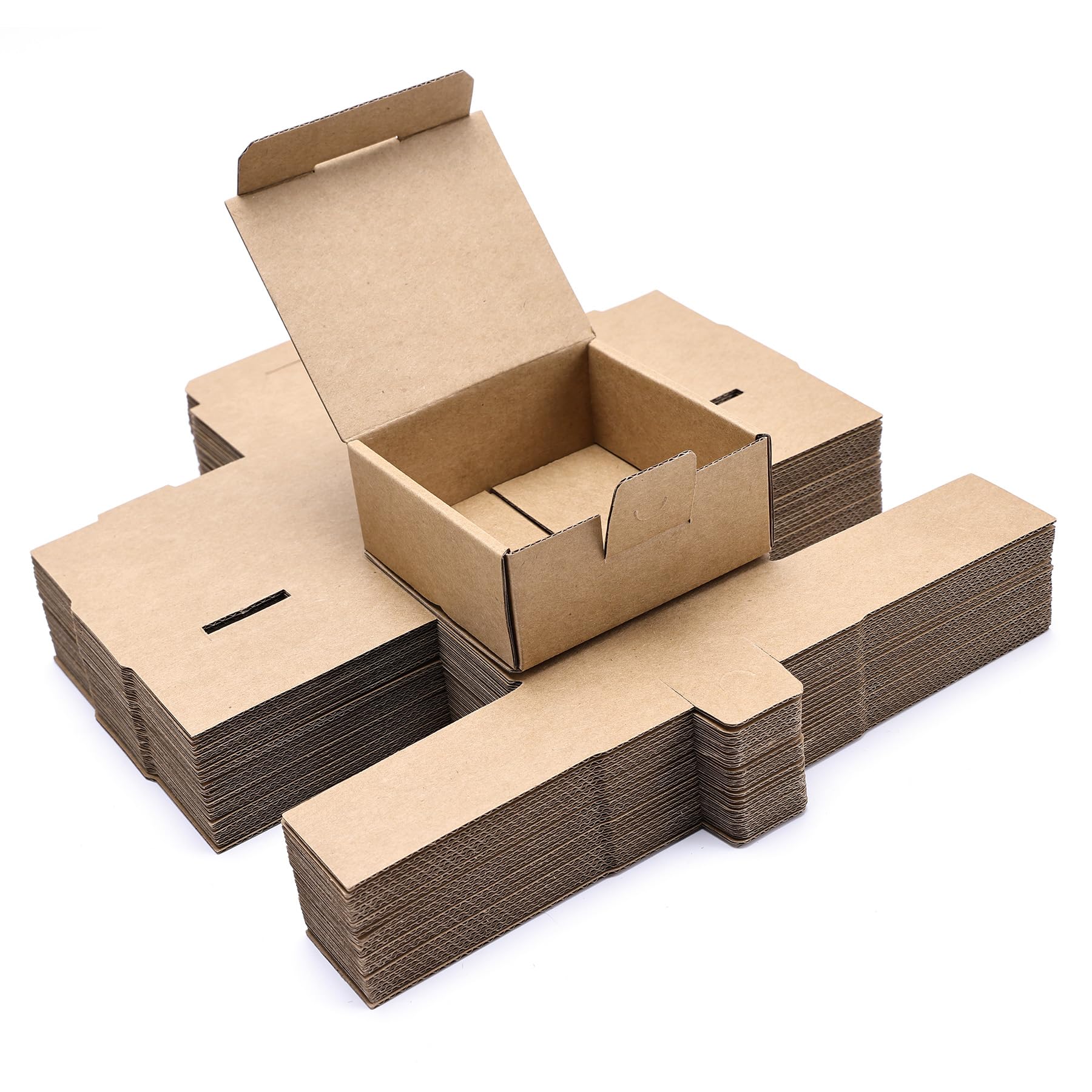 LineKap Small Shipping Boxes 3.5x3.3x1.6 Inches, 25-Pack Brown Corrugated Cardboard Gift Boxes for Mailing, Packaging & Storage