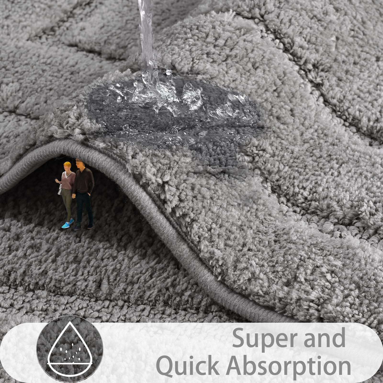 Homore 24X70 Inch Long Bathroom Rug, Grey Absorbent Microfiber Bathroom Runner Rug, Tpr Backing Non Slip Bath Rug For Bathroom,