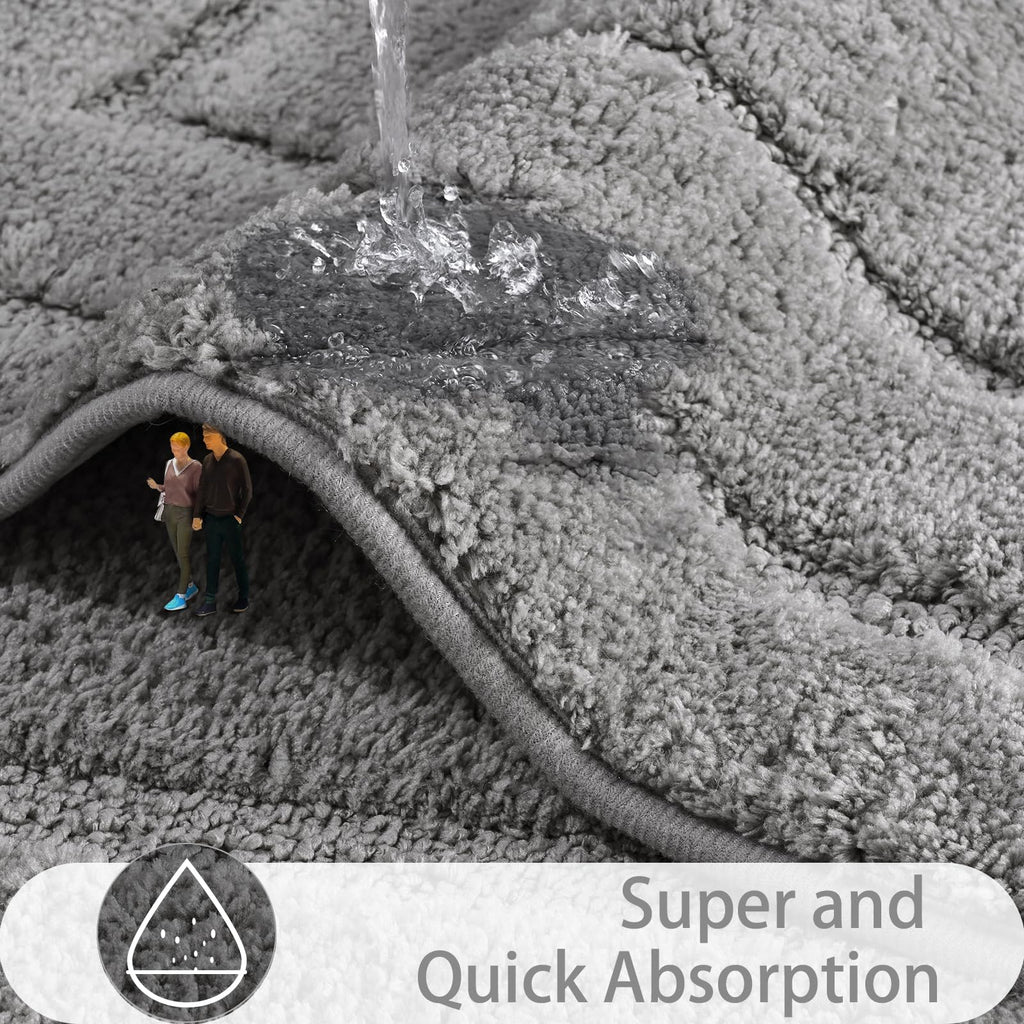 Homore Bath Rug, Grey Bathroom Rug 24X36 Inch Soft Absorbent Microfiber Bathroom Runner Rug, Washable Bath Runner Rugs For Bathr