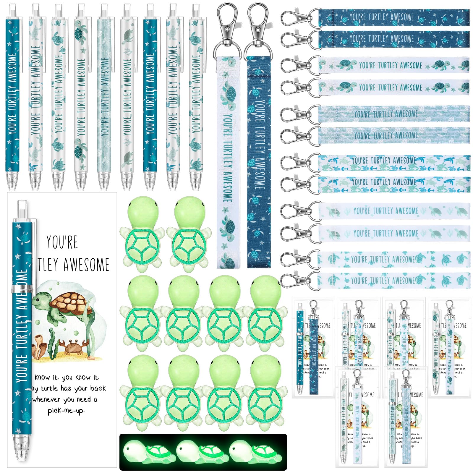 Spakon 72 Pcs Turtle Pens Gifts Sets Include Sea Turtle Lanyard Inspirational Key Chains Cute Turtle Ballpoint Pen Resin You are