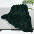 Gonaap Fuzzy Faux Fur Throw Blanket Twin Size Forest Green Super Soft Cozy Plush Fuzzy Shaggy Blanket For Couch Sofa Bed (Forest