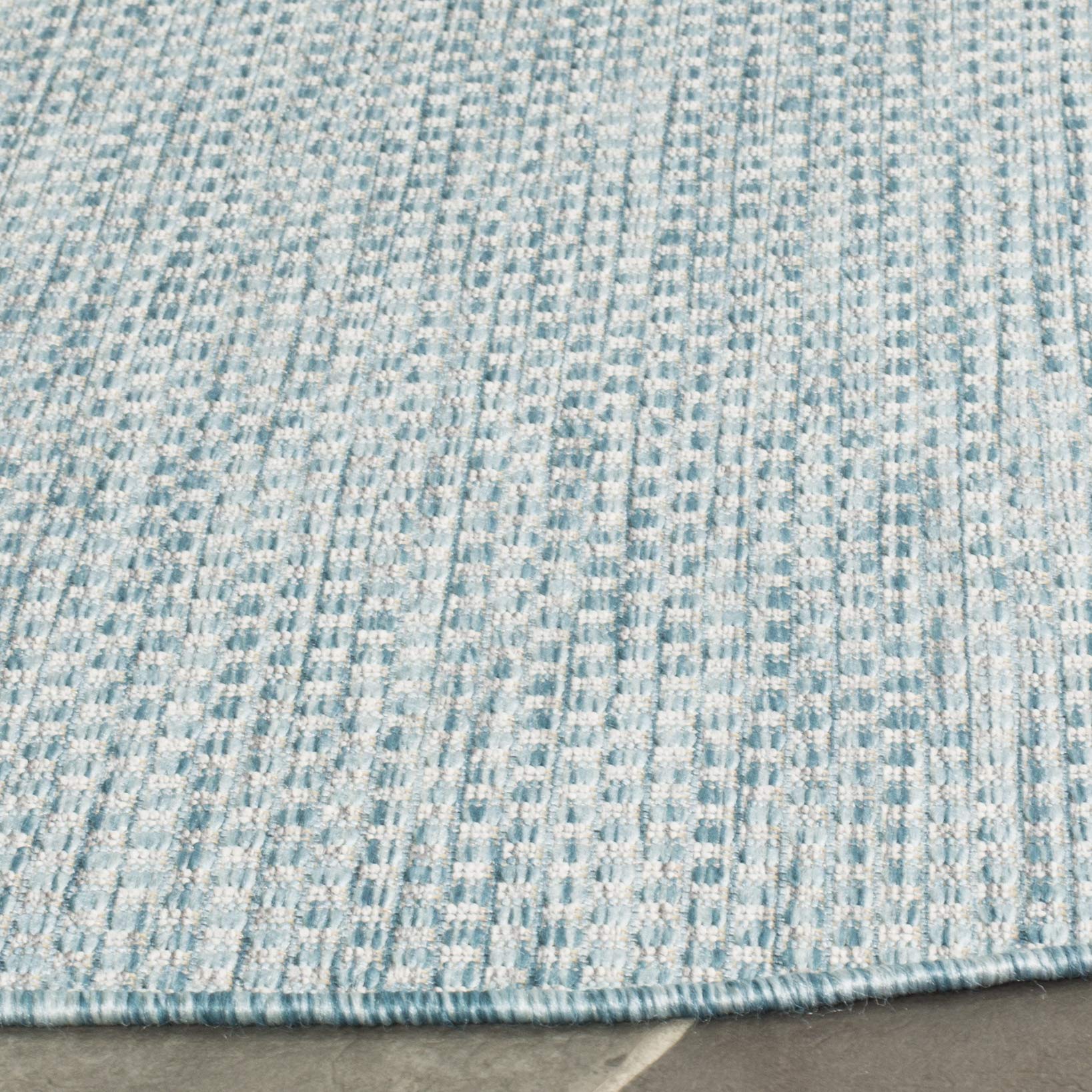 Safavieh Courtyard Collection Area Rug - 9' Round, Grey & Navy, Non-Shedding & Easy Care, Indoor/Outdoor & Washable-Ideal For Patio, Backyard, Mudroom (Cy8521-36812)