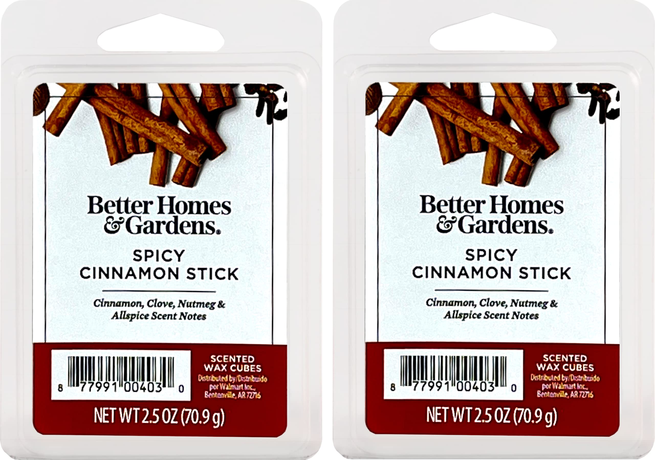 Better Homes and Gardens Scented Wax Cubes 2.5oz 2-Pack (Spicy Cinnamon Stick)