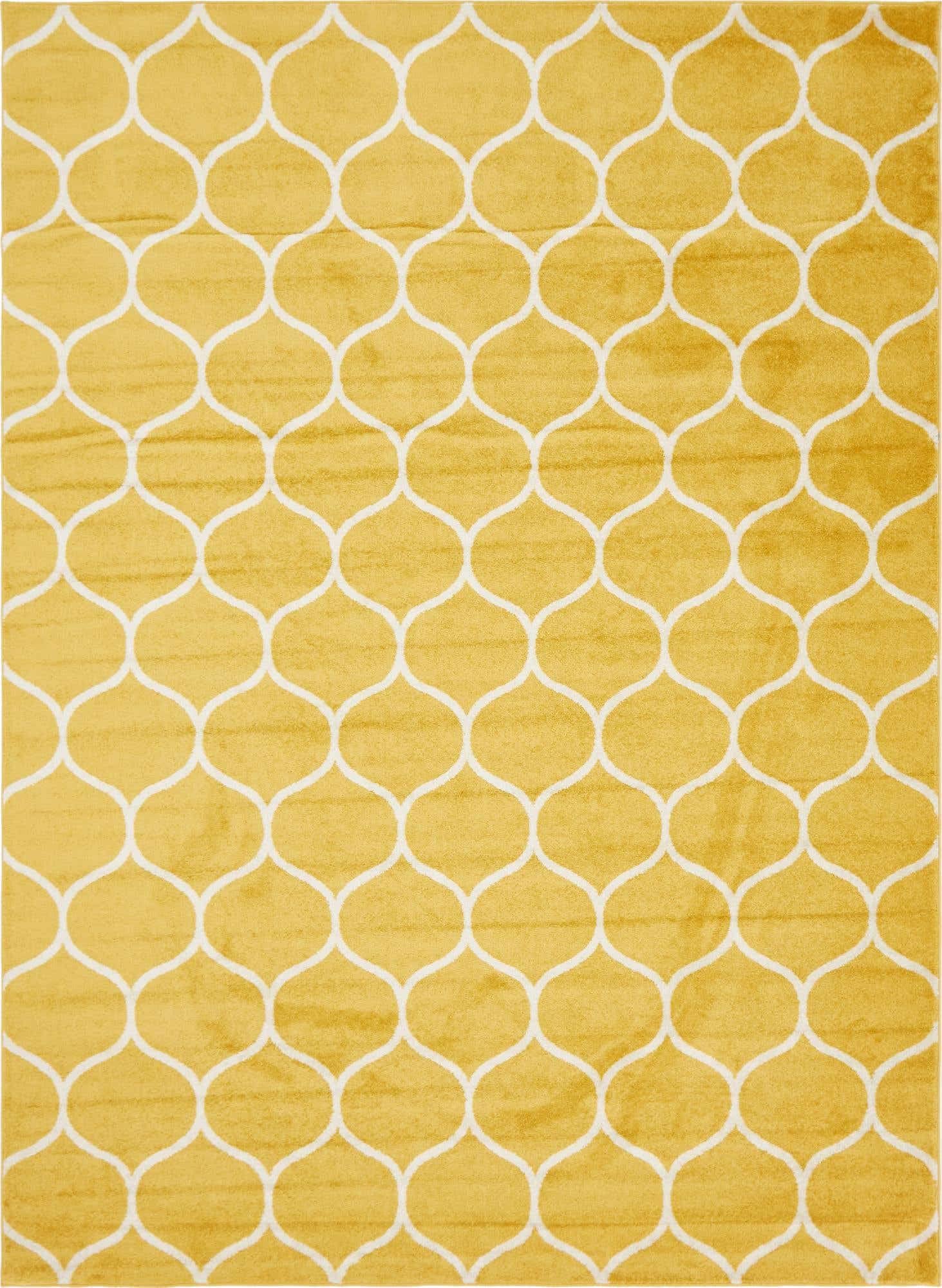 Unique Loom Trellis Frieze Collection Area Rug - Rounded (9' x 12' 2'', Yellow/ Ivory)