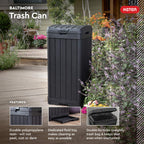 Keter Baltimore Resin 38 Gallon Outdoor Kitchen Trash Can With Lid And Drip Tray For Easy Cleaning-Perfect For Patio Dining, Bla
