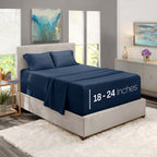 Nestl Extra Deep Pocket Sheets - Fits Mattress 18-24 Inches Deep, Extra Deep Pocket Twin Sheets Sets, 4 Piece Twin Size Sheets, Twin Sheets Deep Pocket, Navy Blue Sheets