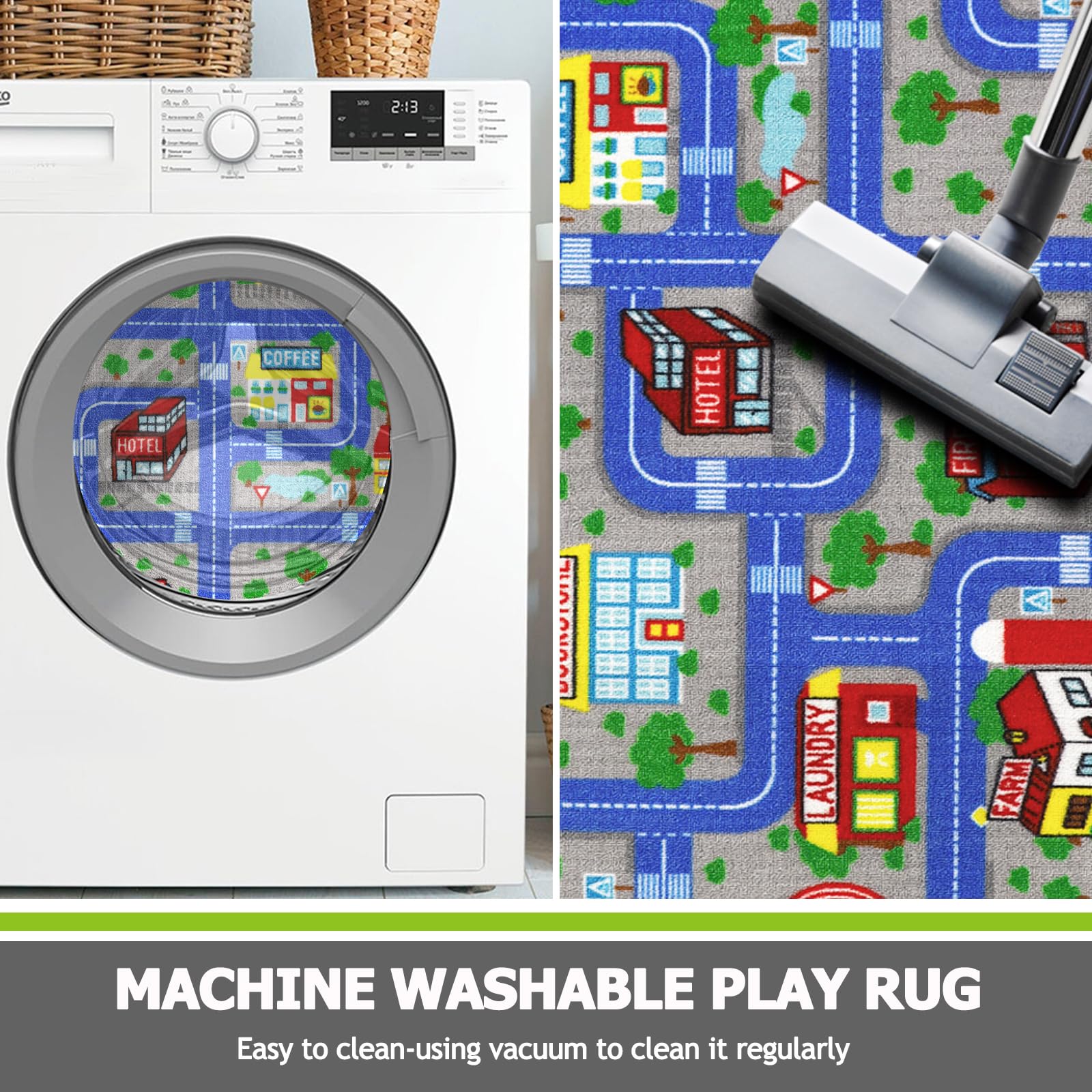 Capslpad Blue Car Road Kid Rug Carpet Playmat For Playoom Traffic Road Kids Play Mat For Toddler Non Slip Washable City Map Race