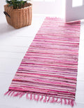 Unique Loom Chindi Cotton Collection Hand Woven Natural Fibers Area Rug_CCH002, 2 ft 7 in x 9 ft 10 in, Pink/Ivory