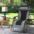 Maison Arts Oversized Xxl Padded Zero Gravity Lawn Chair Foldable Recliner 30' Wide Seat Anti Gravity Lounge Chair Outdoor Camp Chair For Poolside Backyard Beach, Support 400Lbs, Grey