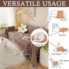 Handontime Brown Sofa Covers Simple Couch Cover For Pet White Floral Couch Cushion Covers For L Shape Chocolate Sofa Throw Cover Sectional Couch Covers For Living Room Machine Washable, 71' X150'