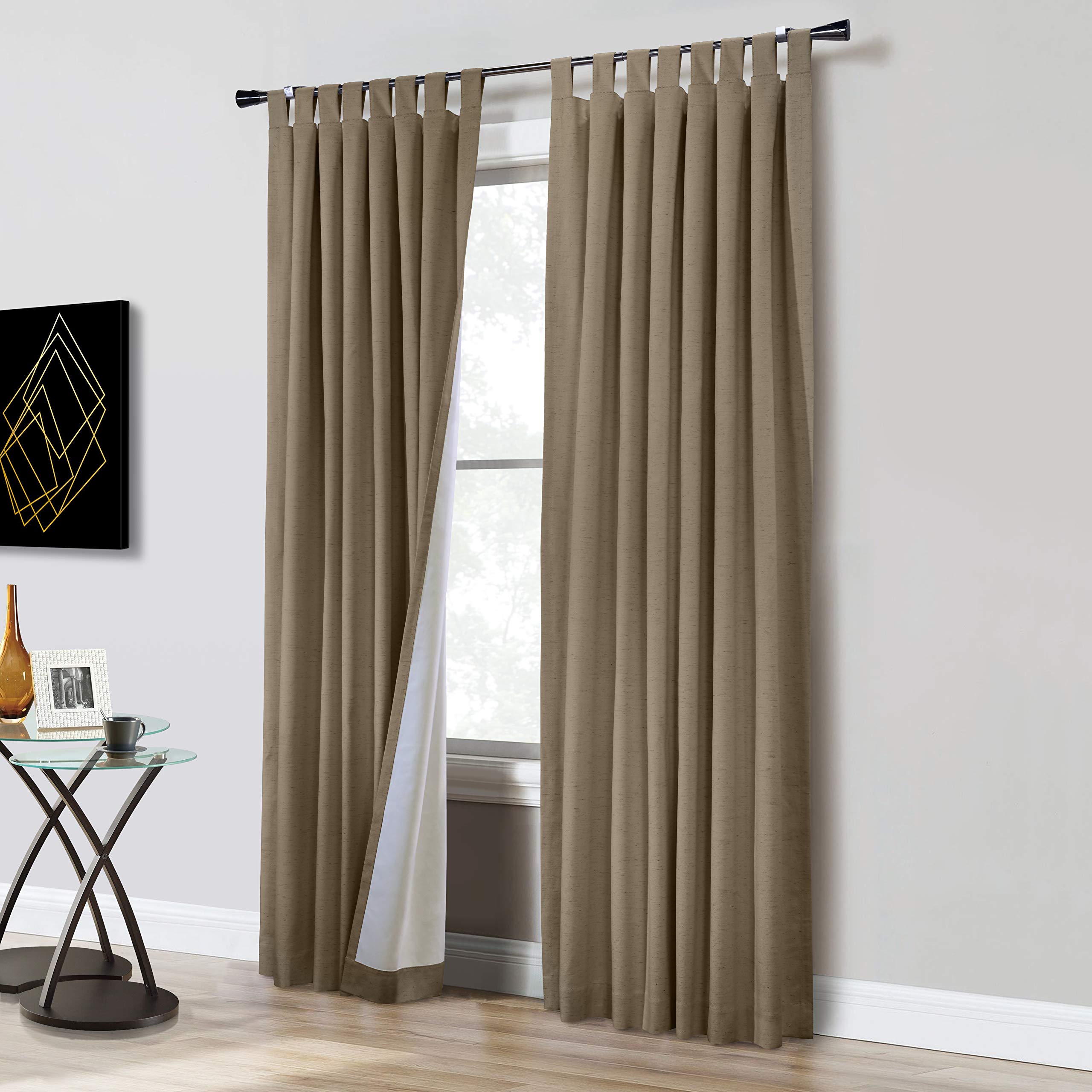 Commonwealth Home Fashions Ventura Tab Top Curtain Panel Pair Window Dressing Each 78 x 84 in Pebble