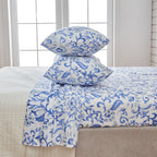 Great Bay Home 4-Piece Floral Print Ultra-Soft Microfiber Sheet Set. Wrinkle Free, Comfortable, All-Season Bed Sheets. (Queen, Watercolor Flowers - Blue)