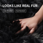 Faux Fur Rug For Bedroom, Black Fluffy Round Rug For Kids Room, Small Furry Circle Rugs 3X3, Soft Shag Circular Rug For Nursery,