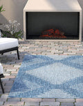Unique Loom Outdoor Modern Collection Area Rug - Tambor (5' 3' X 8' Rectangle, Blue/ Ivory)