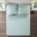 Comfort Spaces Cotton Flannel Breathable Warm Deep Pocket Sheets With Pillow Case Bedding, King, Aqua Solid 4 Piece