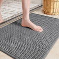 Color&Geometry Small Bathroom Rugs Upgraded Denser Chenille Pile, 16x24 Non Slip Absorbent Grey Bath Mats for Bathroom Thin Fit 