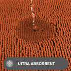 Pureswan Burnt Orange Bathroom Rugs - Absorbent And Washable Bath Mat, Non-Slip, Thick Soft Chenille Bath Rugs For Bathroom Floo