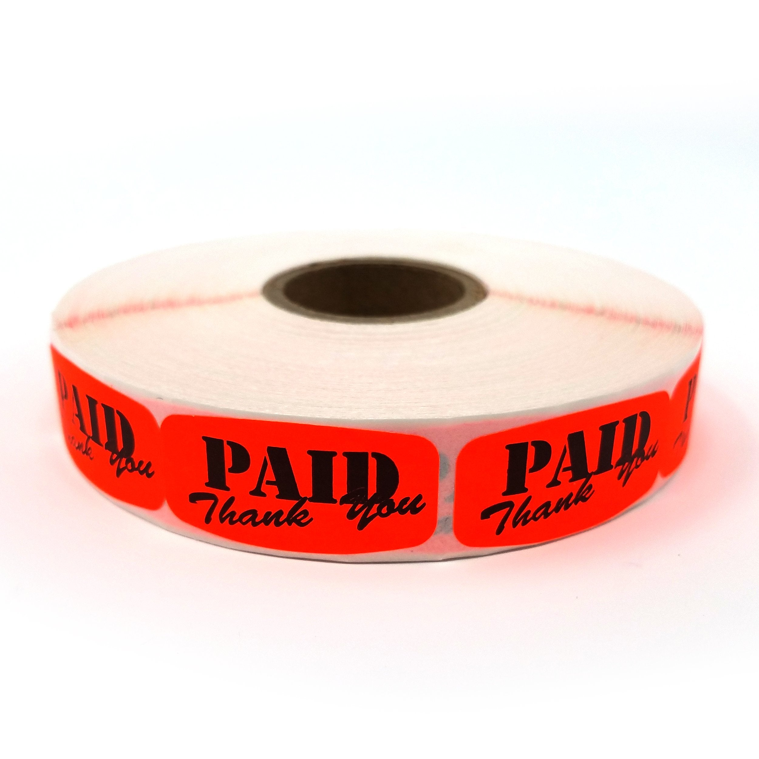 Paid Thank You Store Sticker, Fluorescent Orange Self-Adhesive Retail Merchandise Labels - 1000 Pack