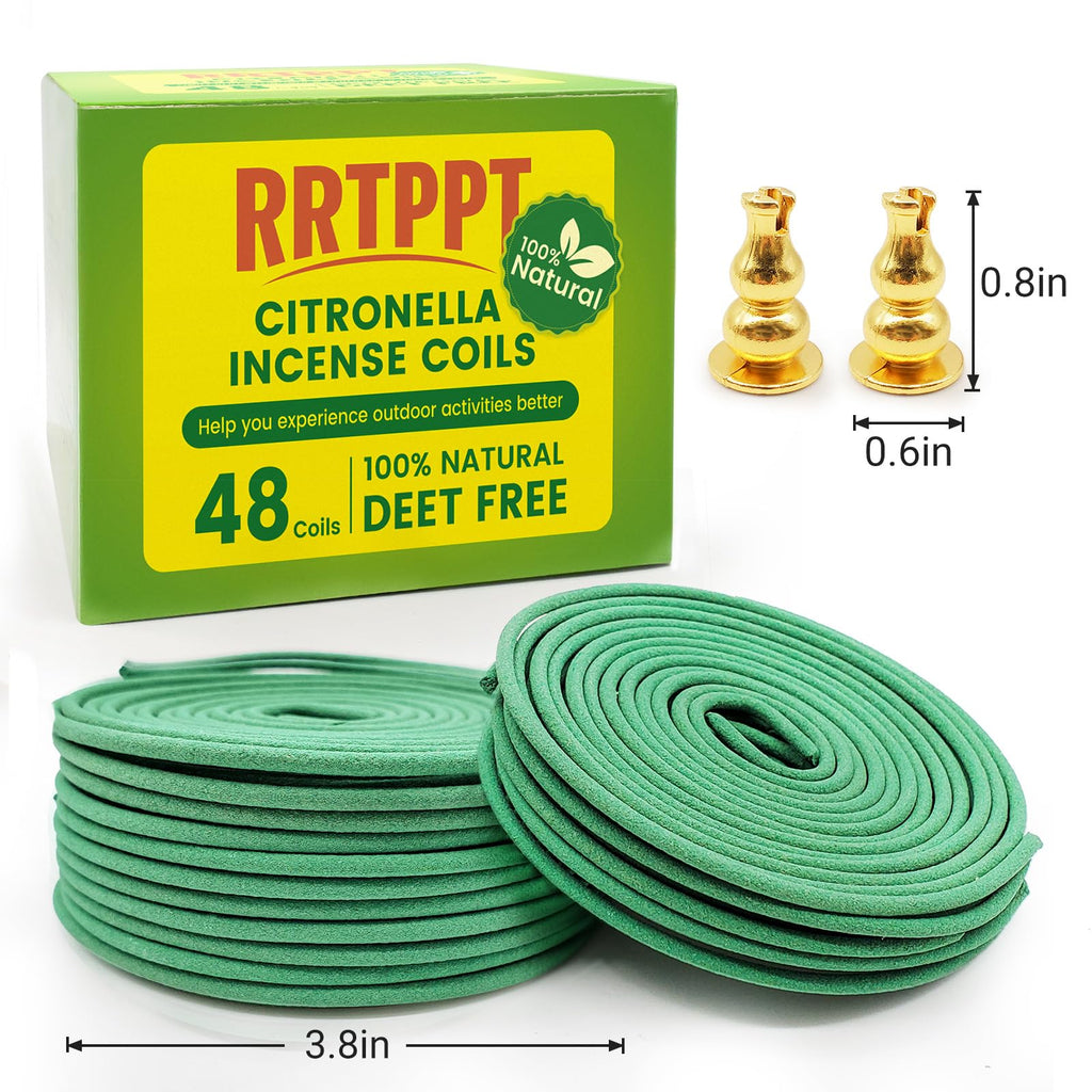 Citronella Incense Coils, Made From Natural Plants, Suitable For Outdoors, Indoors, By The Pool, In The Yard, 48 Coils And 2 Coi