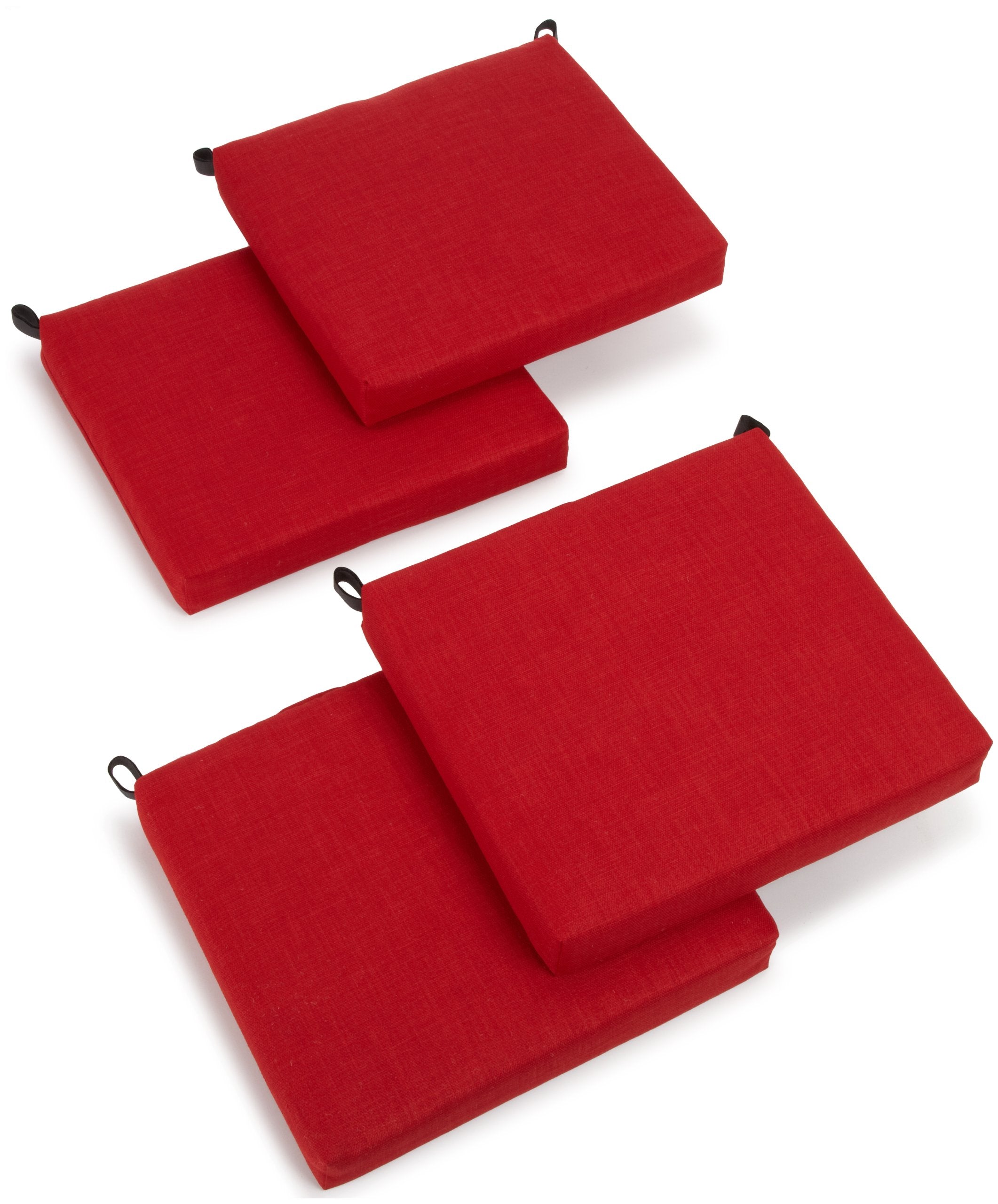Blazing Needles Outdoor Spun Poly 19-Inch by 20-Inch by 3-1/2-Inch All Weather UV Resistant Zippered Cushions, Paprika, Set of 4