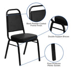 Flash Furniture HERCULES Series Trapezoidal Back Stacking Banquet Chair in Black Vinyl - Black Frame