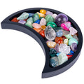 Curawood Crescent Moon Tray for Crystals - Showcase Your Crystals & Healing Stones - 10 Black Wooden Crystal Holder for Stones D