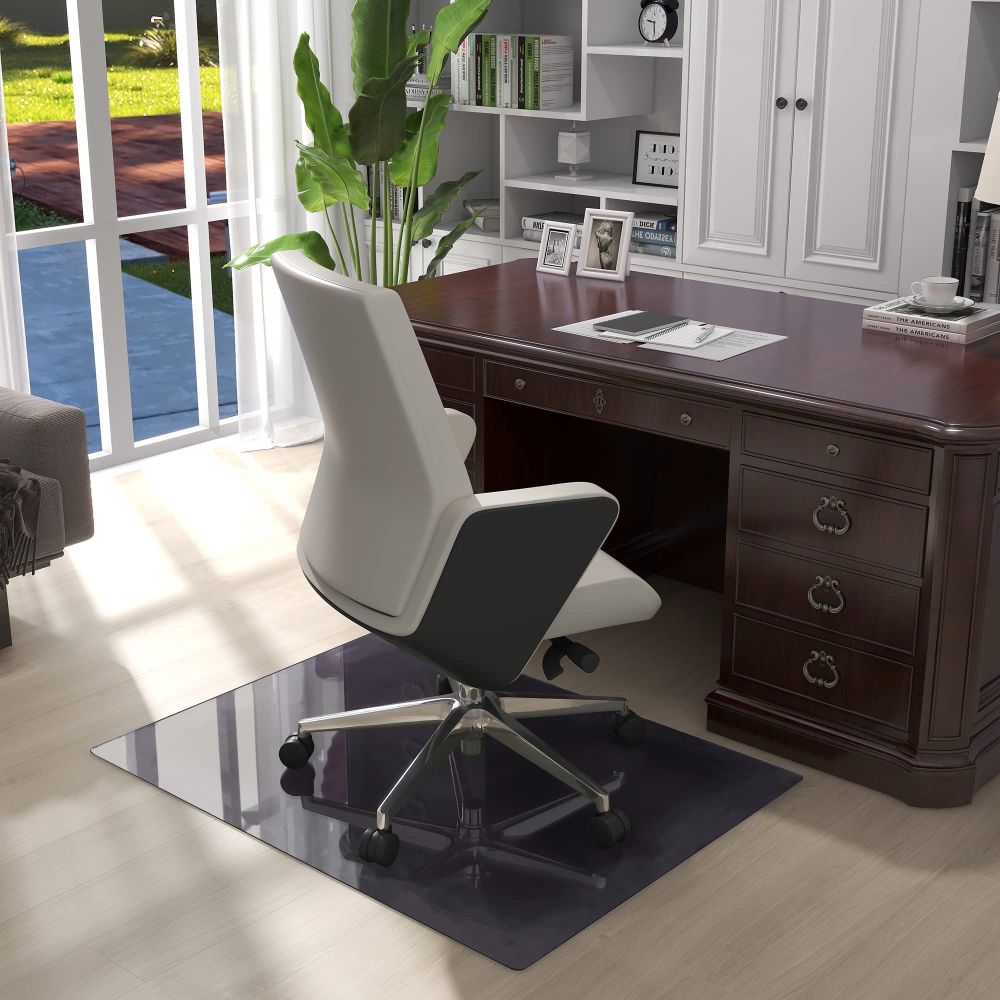 Natsukage Glass Chair Mat 36' X 48' 1/4' Thick Tempered Glass Office Chair Mats Desk Chair Mat For Carpet Or Hardwood Floor C