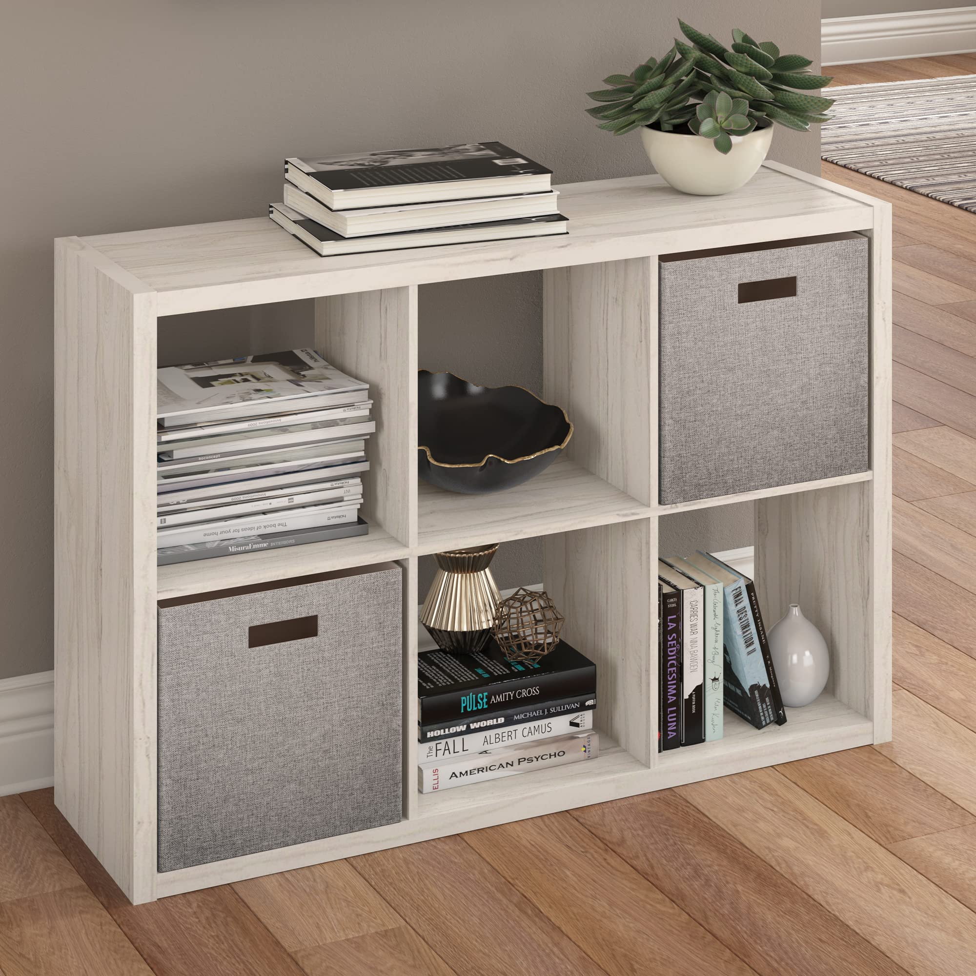 Closetmaid 4569 Decorative Open Back 6-Cube Storage Organizer, Bleached Walnut