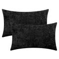Calitime Pack Of 2 Cozy Throw Pillow Covers Cases For Couch Sofa Home Decoration Solid Dyed Soft Chenille 16 X 26 Inches Black