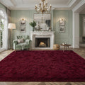 Larhom Burgundy Fluffy Area Rugs for Living Room Bedroom,8x10 Feet Ultra Soft Indoor Modern Plush Fuzzy Rug, Thickened Carpet fo