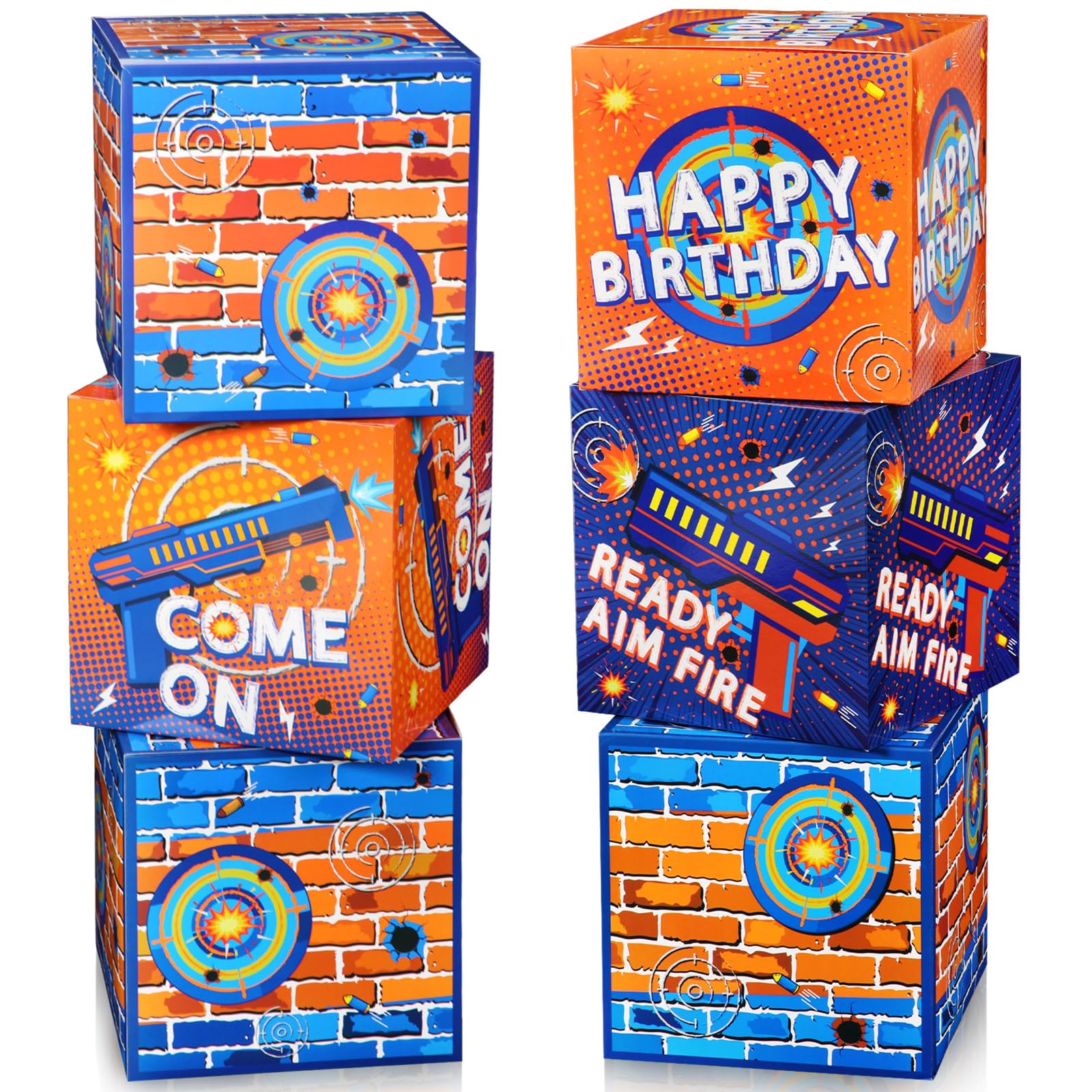 MotiMind 6 Pack Dart Battle Birthday Boxes 12 Inch Backdrop Birthday Party Decoration Dart Theme Party Photo Background