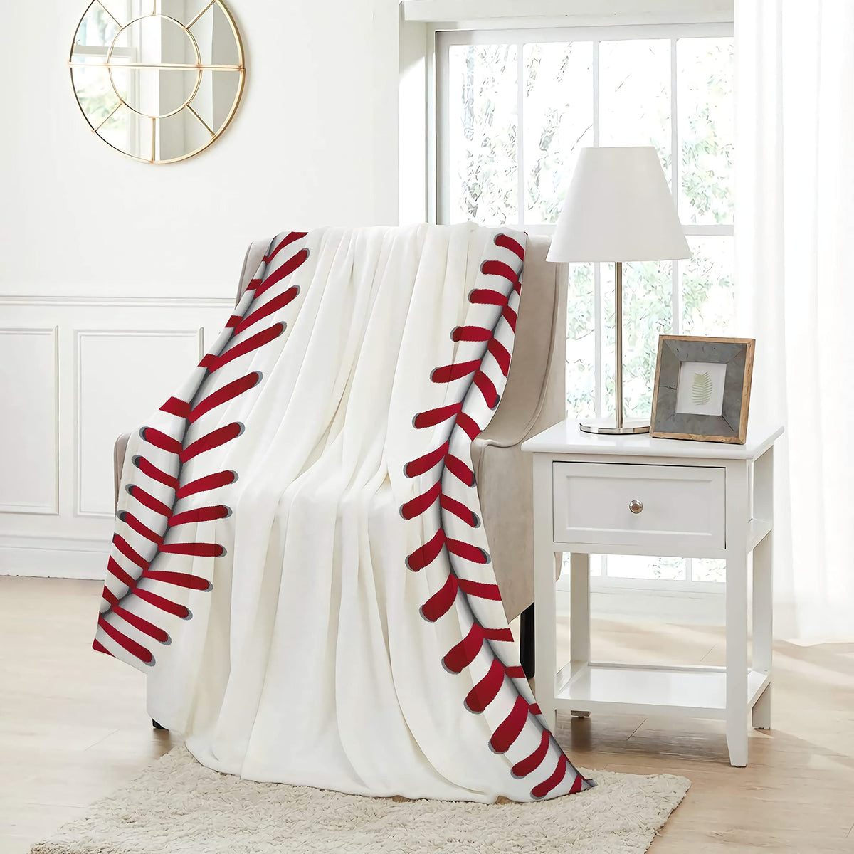 Pindola Cute Baseball Texture Throw Blanket Warm Lightweight Soft Cozy Warm Home Decoration 50'X40' For Child