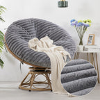 Hombys Fluffy Shaggy Cover For Papasan Chair Cushion, Plush Faux Fur Slipcover Only,(Without Cushion) Removable Soft Papasan Cus