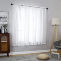Chyhomenyc White Sheer Curtains 54 Inch Long 2 Panels Set, Short Voile Rod Pocket Drapes for Dinning Small Windows Bathroom Livi