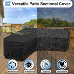 Outdoorlines Waterproof Outdoor Patio Sectional Cover - Uv Resistant & Windproof V-Shaped Patio Furniture Covers For Deck, Lawn And Backyard, 420D Heavy Duty Couch Cover 100' L (On Each Side) Black