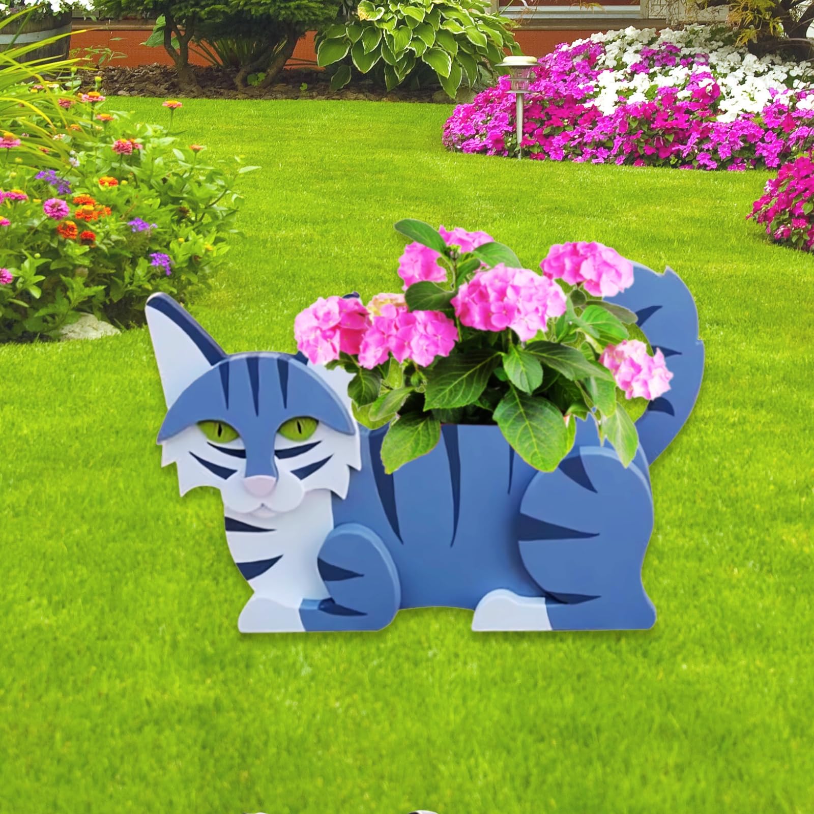 Strolfay Sapphire White Cat Planter Plant Pots,Cute Garden Cat Flower Planter,Cat Planters Birthday Gifts For Women,Office,Indoo